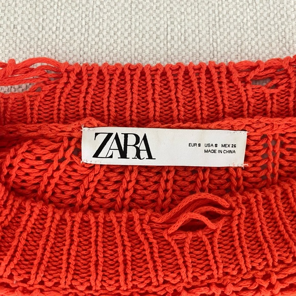 Zara Knit Orange Sweater - Size Small - Picture 7 of 8